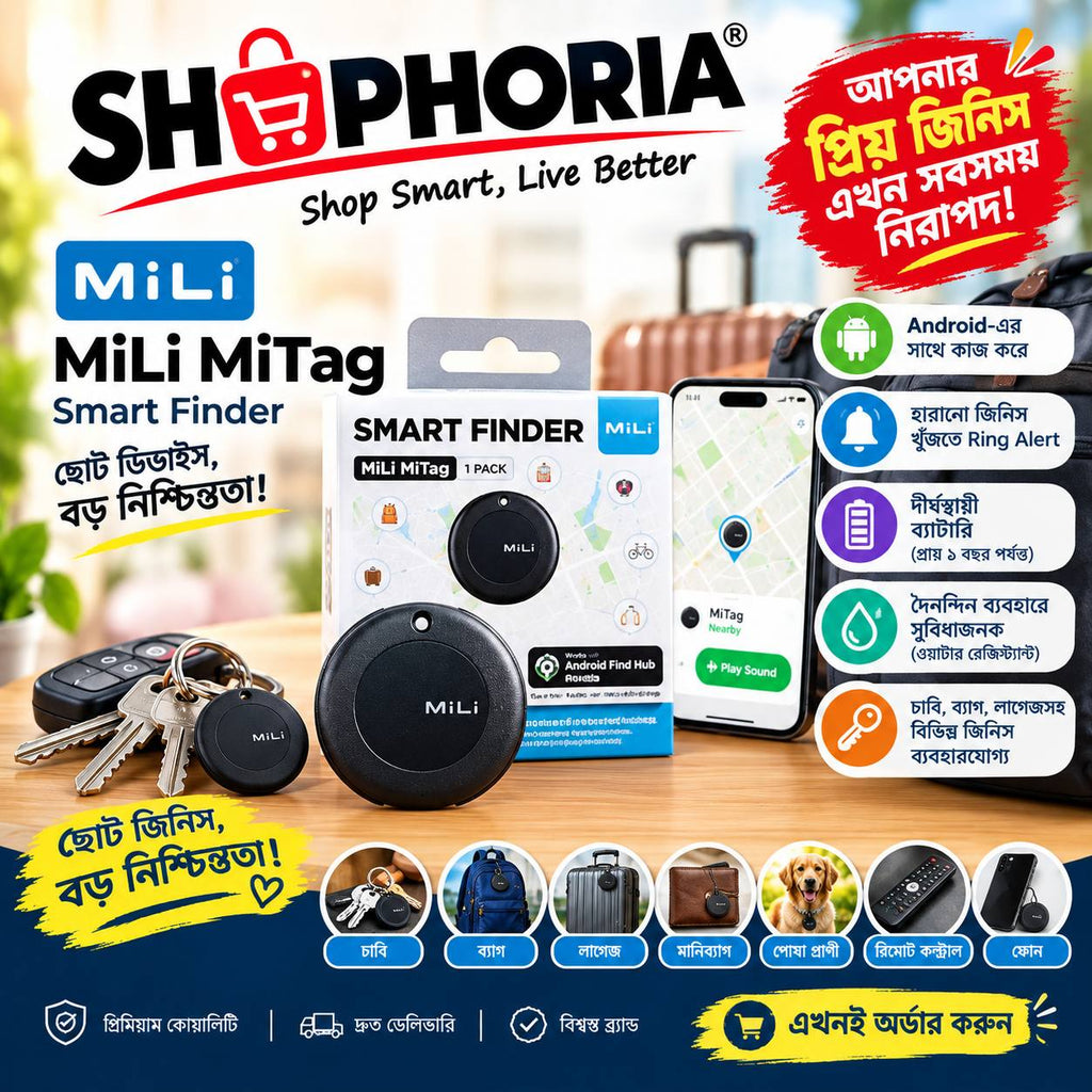 MiLi MiTag Smart Finder – IP67 Waterproof Tracker | Android Find Hub Compatible | Key, Bag, Luggage & Pet Locator