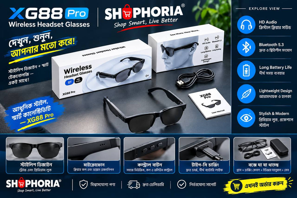 Smart Bluetooth Sunglasses | Wireless Audio Call & Voice Assistant | Long Battery Life | Gaming Sunglasses