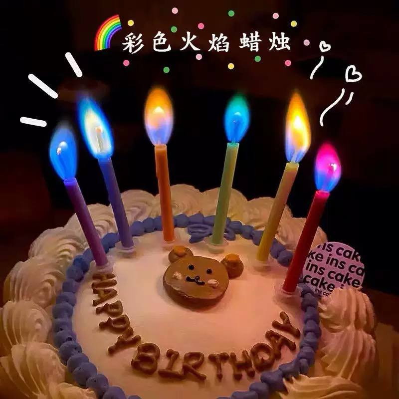 🌈 6 Color Flame Birthday Candles – Colorful Magic Candles